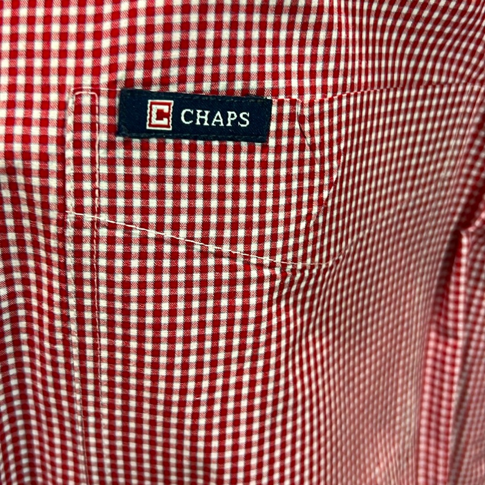 Chaps • Mens Short Sleeve • EZ Easy Care Shirt • Prof Laundered w/Med Starch•EUC